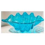 Lucite Clam Shell Bowl - Mid Century Modern Turquoise