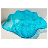 Lucite Clam Shell Bowl - Mid Century Modern Turquoise