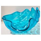 Lucite Clam Shell Bowl - Mid Century Modern Turquoise