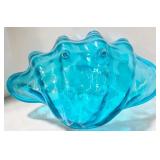 Lucite Clam Shell Bowl - Mid Century Modern Turquoise