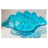 Lucite Clam Shell Bowl - Mid Century Modern Turquoise