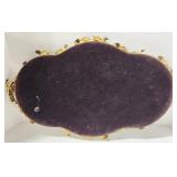 Vintage Hollywood Regency Gold Leaf Trim Mirrored Tray