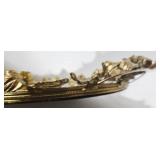 Vintage Hollywood Regency Gold Leaf Trim Mirrored Tray
