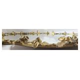 Vintage Hollywood Regency Gold Leaf Trim Mirrored Tray