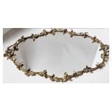 Vintage Hollywood Regency Gold Leaf Trim Mirrored Tray