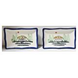 Towang Hand Painted Ceramics Plates (Set of 2) & Green Glass Egg Cups