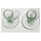 Towang Hand Painted Ceramics Plates (Set of 2) & Green Glass Egg Cups