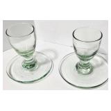 Towang Hand Painted Ceramics Plates (Set of 2) & Green Glass Egg Cups