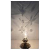 Vintage STIFFEL Glass Hurricane Lamp with Brass Base