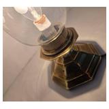 Vintage STIFFEL Glass Hurricane Lamp with Brass Base