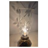 Vintage STIFFEL Glass Hurricane Lamp with Brass Base