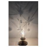 Vintage STIFFEL Glass Hurricane Lamp with Brass Base