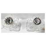 Vintage Pair of Glass Lamps with Hanging Crystals