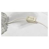 Vintage Pair of Glass Lamps with Hanging Crystals