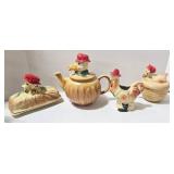 Regal Old McDonald 4-Piece Serving Set - Tea Pot & Sugar Bowl & Covered Butter Dish & Creamer