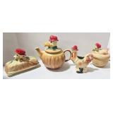 Regal Old McDonald 4-Piece Serving Set - Tea Pot & Sugar Bowl & Covered Butter Dish & Creamer