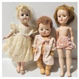 Lot of 3 - Vintage American Character Doll & Ideal Doll & Unmarked