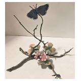 Metal Branch with Enamel Butterfly & Flowers - Copper Bookends with Bible Verses