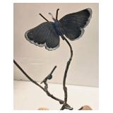 Metal Branch with Enamel Butterfly & Flowers - Copper Bookends with Bible Verses