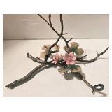 Metal Branch with Enamel Butterfly & Flowers - Copper Bookends with Bible Verses