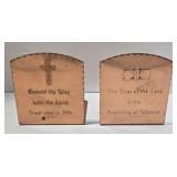 Metal Branch with Enamel Butterfly & Flowers - Copper Bookends with Bible Verses