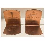 Metal Branch with Enamel Butterfly & Flowers - Copper Bookends with Bible Verses