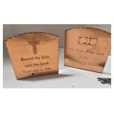 Metal Branch with Enamel Butterfly & Flowers - Copper Bookends with Bible Verses