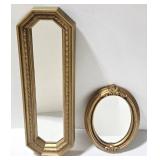 HOMCO Vintage Gold MCM Framed Mirror & Vintage Baroque Oval Mirror