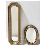 HOMCO Vintage Gold MCM Framed Mirror & Vintage Baroque Oval Mirror