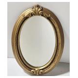 HOMCO Vintage Gold MCM Framed Mirror & Vintage Baroque Oval Mirror