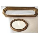 HOMCO Vintage Gold MCM Framed Mirror & Vintage Baroque Oval Mirror