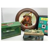 Vintage Lot of GIRL SCOUTS Memorabilia Including Stamps, Plate & Tins