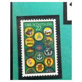Vintage Lot of GIRL SCOUTS Memorabilia Including Stamps, Plate & Tins