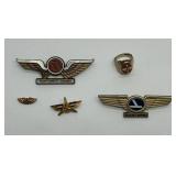 Northwest Orient & Eastern Airlines & More Aviator Pin Collection Plus an aviator Ring