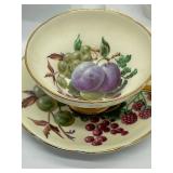 4 Sets Vintage Tea Cups & Saucers - Floral, Fruit & Sweet Violet Patterns