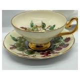 4 Sets Vintage Tea Cups & Saucers - Floral, Fruit & Sweet Violet Patterns