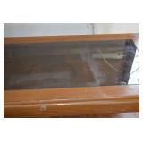 Wooden Coffee Table with Glass Top on Casters - Vintage Mid-Century