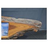 Live-Edge Hardwood Slab with Built-In Photo Frame & Display Stand