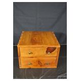 Pine 2-Drawer Nightstand Chest - Brass Knob Hardware, Approx 15x16x12 in
