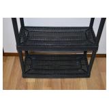 4-Tier Black Plastic Shelving Unit - Grid Shelves, Light-Duty Storage