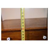 Chest of Drawers - Oak Finish Tall 6-Drawer Dresser with White Ceramic Knobs