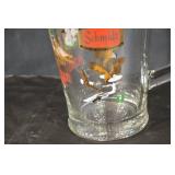 Schmidt Glass Beer Pitcher - Clear Crystal with Schmidt Label & Eagle Motifs