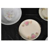 Assorted Floral China Plates & Bowls - Occupied Japan Marks, Cream & Blue Patterns
