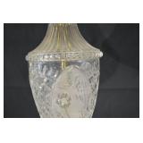 Crystal Cut Glass Table Lamp with Beige Fabric Shade