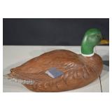 ZAVORI Mallard Duck Decoy Pair - Hand-Carved Wood Display Ducks, Green Heads