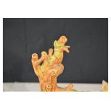 Fox Figurine on Tree Branch Base - Hand-Painted Display Sculpture