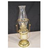 Antique Brass Oil Lamp with Glass Chimney - Kerosene Hurricane Lamp Decor