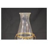 Antique Brass Oil Lamp with Glass Chimney - Kerosene Hurricane Lamp Decor