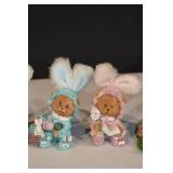 Easter Bunny Figurines Set - 5-Piece Decorative Display