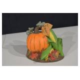 Pumpkin with Mice Figurine - Whimsical Autumn Decor Sculpture